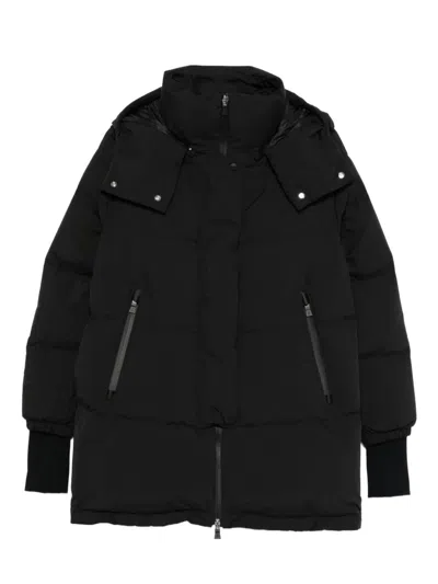 Herno Lightweight Black Puffer Jacket With High Collar In Black