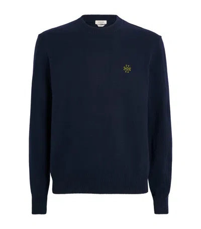 Jacob Cohen Wool-cashmere Monogram Sweater In Blue