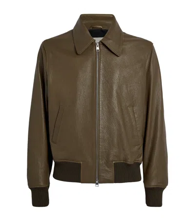 Ami Alexandre Mattiussi Leather Collar Bomber Jacket In Multi