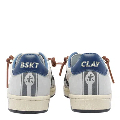 Premiata Low Top Sneakers With Round Toe And Stitching In White