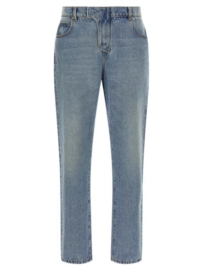 Balmain Stonewashed Cotton Denim Jeans In Blue