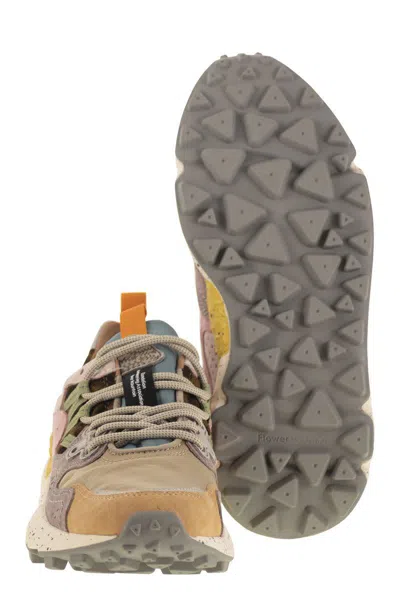 Flower Mountain Yamano 3 Pink And Yellow Suede And Nylon Sneakers In Multi