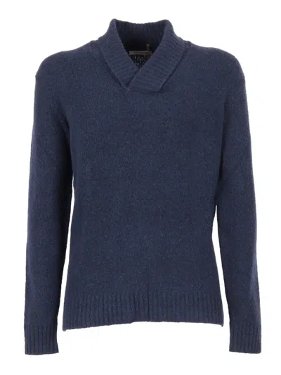 Kangra Cashmere Shawl-collar Sweater In Blue