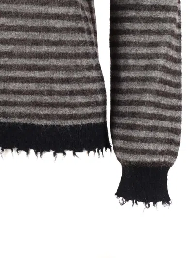 Kangra Cashmere Ribbed Crew Neck Sweater With Fringed Details In Multi