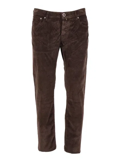 Jacob Cohen Nick Corduroy Five-pocket Trousers In Brown