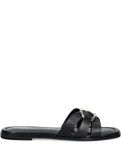 Twinset Woman Sandals Black Size 8 Cow Leather In Black