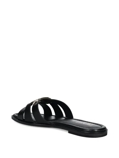Twinset Woman Sandals Black Size 8 Cow Leather In Black