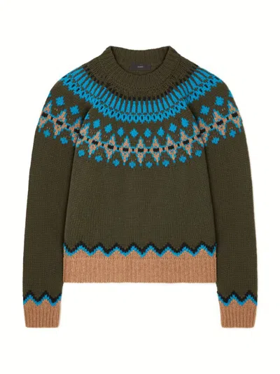 Alanui Crew Neck Sweater Featuring Patterned Design In Green