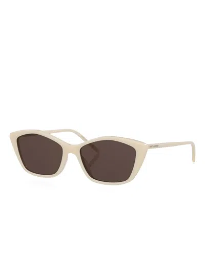 Saint Laurent Cat-eye Frame Sunglasses In Brown