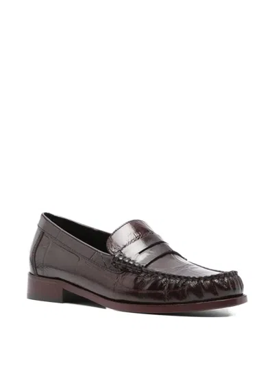 Paris Texas Penny Leather Loafers In Brown