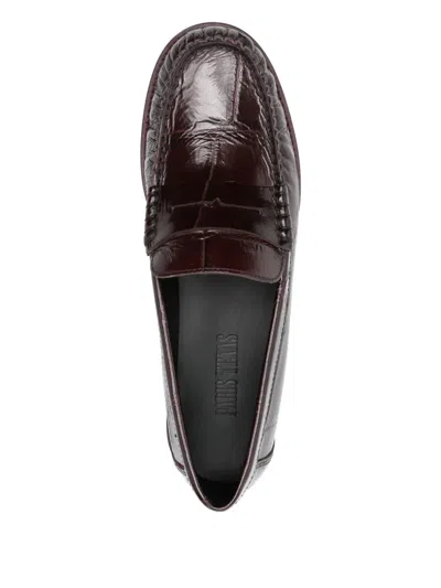 Paris Texas Penny Leather Loafers In Brown