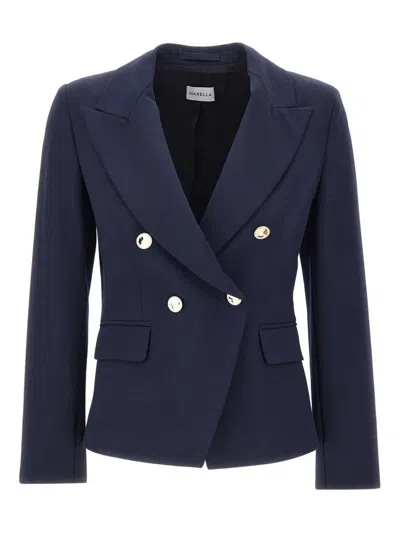 Marella Double-breasted Button Blazer In Blue