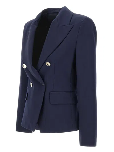 Marella Double-breasted Button Blazer In Blue