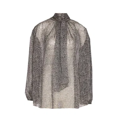 Dolce & Gabbana Dolce&gabbana Women Silk Chiffon Blouse In Gray