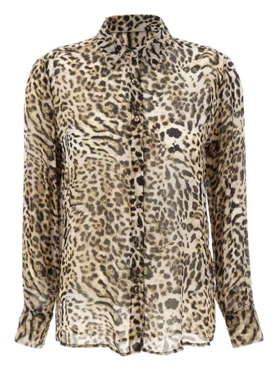Kaos Animal-print Button-front Shirt In Multi