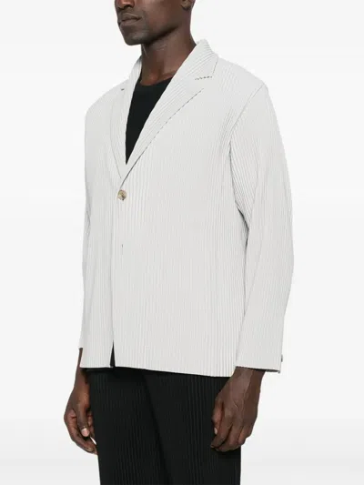 Issey Miyake Single-breasted Technical-pleated Blazer In Gray