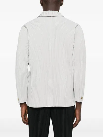 Issey Miyake Single-breasted Technical-pleated Blazer In Gray