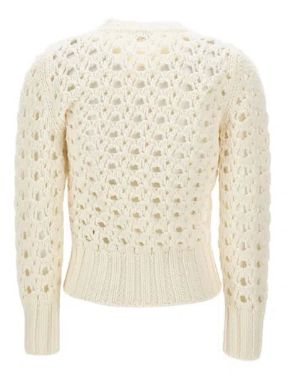 Eleventy Hole-pattern Wool Sweater In Neutral