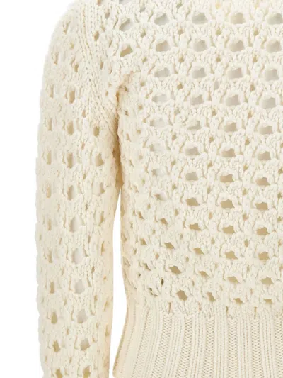 Eleventy Hole-pattern Wool Sweater In Neutral