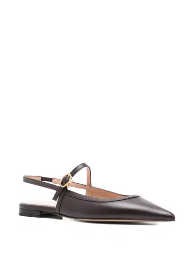 Gianvito Rossi Buckle-strap Pointed-toe Flats In Brown
