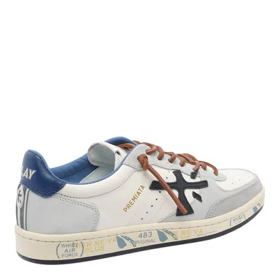 Premiata Low Top Sneakers With Round Toe And Stitching In White