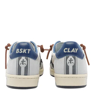 Premiata Low Top Sneakers With Round Toe And Stitching In White