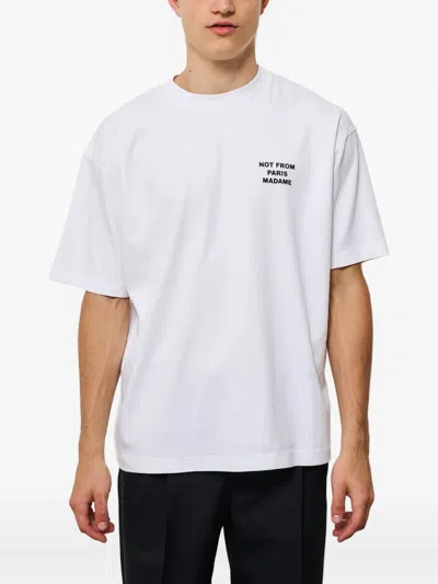 Drôle De Monsieur Le T-shirt Slogan Printed Cotton T-shirt In White