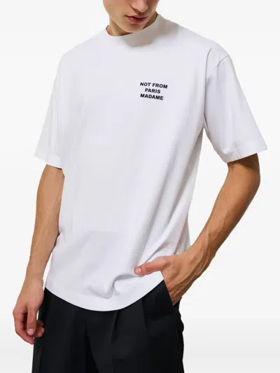 Drôle De Monsieur Le T-shirt Slogan Printed Cotton T-shirt In White