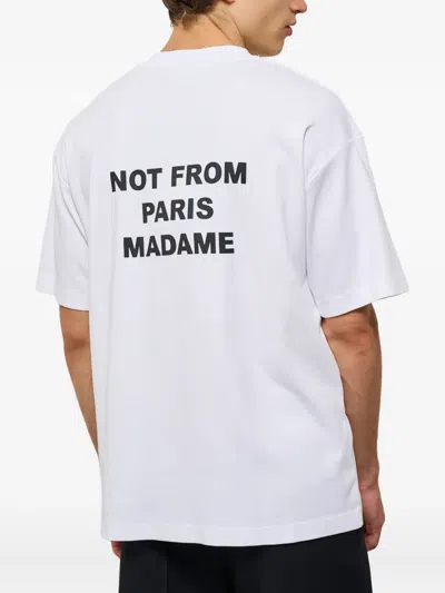 Drôle De Monsieur Le T-shirt Slogan Printed Cotton T-shirt In White