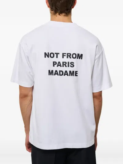 Drôle De Monsieur Le T-shirt Slogan Printed Cotton T-shirt In White