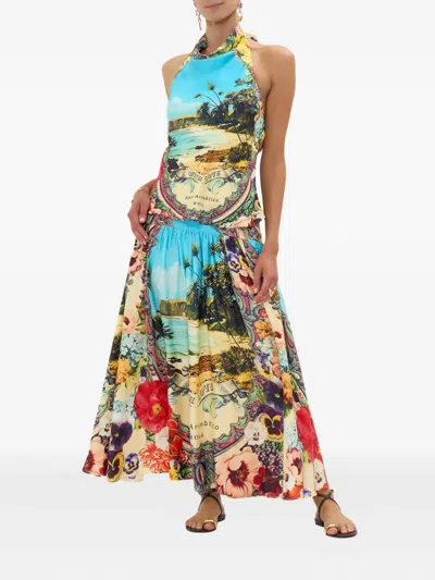 Camilla Silk Bathing Bombshell Maxi Skirt In Multi