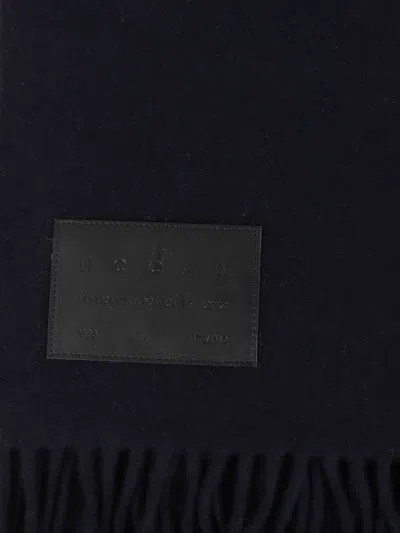 Hogan Fringed Wool Scarf With Logo Detail In Black