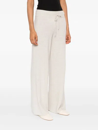 Lisa Yang Wide-leg Trousers With Ribbed Waistband And Drawstring Fastening In Neutral