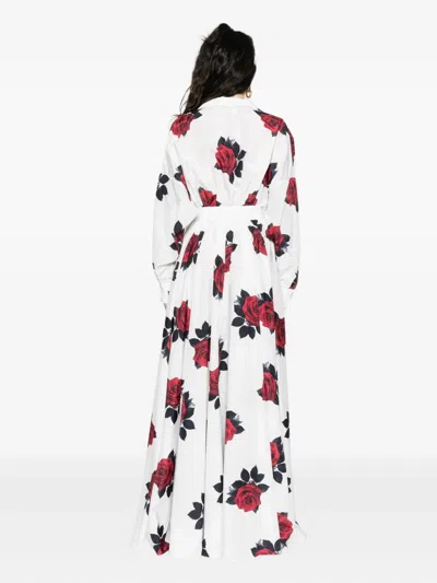Norma Kamali Oversized Boyfriend Floral-print Shell Gown In White