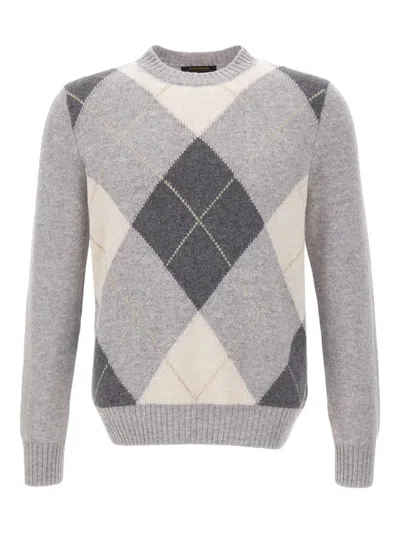 Gran Sasso Argyle-pattern Wool Sweater In Gray
