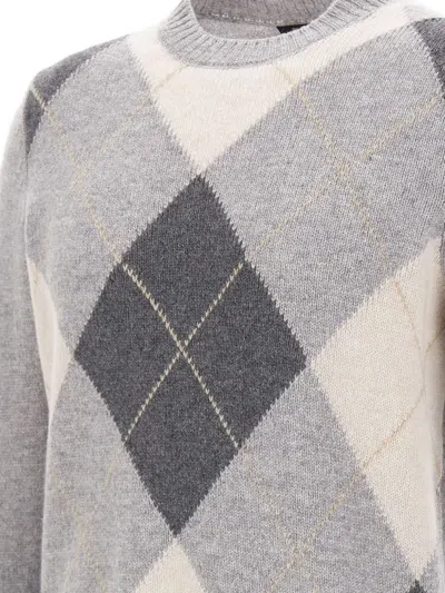 Gran Sasso Argyle-pattern Wool Sweater In Gray