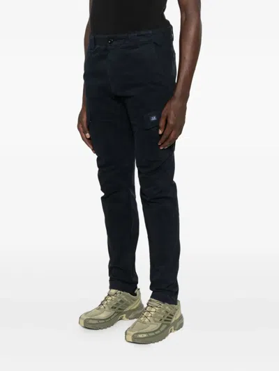 C.p. Company Streamlined Black Cargo Pants With Functional Pockets And Logo Detail In Black