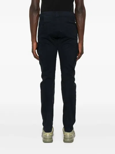 C.p. Company Streamlined Black Cargo Pants With Functional Pockets And Logo Detail In Black