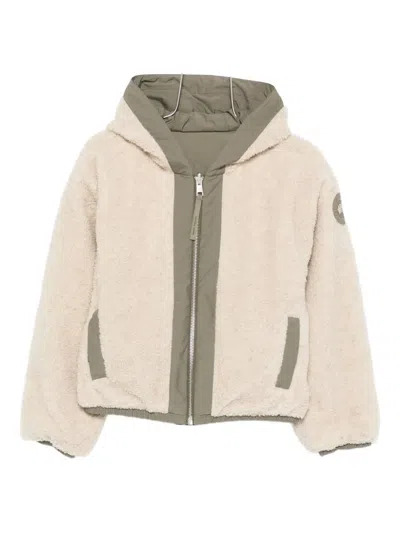 Canada Goose Women Beige Fleece Alberni Reversible Bomber Jacket In Gray