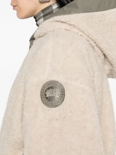 Canada Goose Women Beige Fleece Alberni Reversible Bomber Jacket In Gray