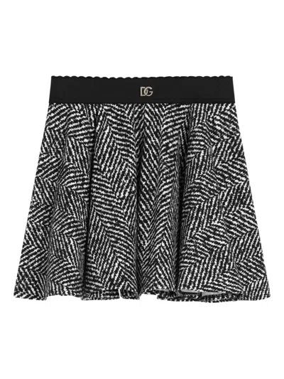 Dolce & Gabbana Chevron Pleated Skirt In Black