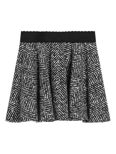 Dolce & Gabbana Chevron Pleated Skirt In Black
