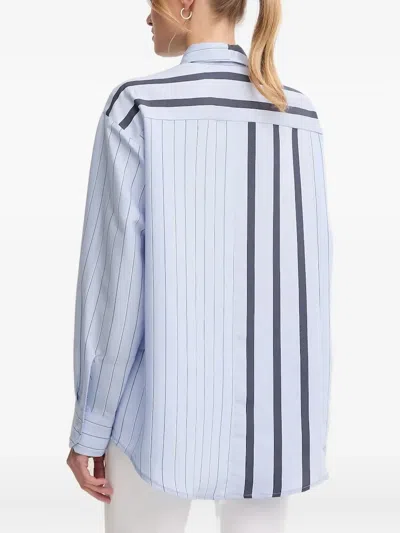 Sandro Ferrone Striped-panel Shirt In Blue