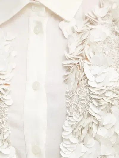 Bruuns Bazaar Sequin-embellished Collared Shirt In White