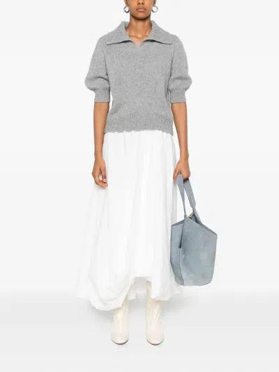 Lisa Yang Lailai Cashmere And Silk-blend Polo Sweater In Gray