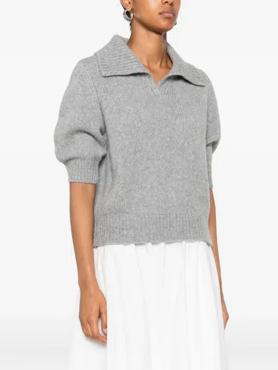Lisa Yang Lailai Cashmere And Silk-blend Polo Sweater In Gray