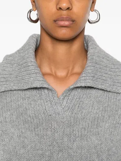 Lisa Yang Lailai Cashmere And Silk-blend Polo Sweater In Gray