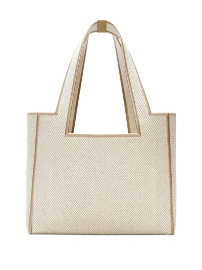 Loewe Medium Herringbone-pattern Tote Bag In Neutral