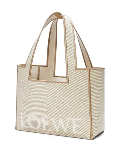 Loewe Medium Herringbone-pattern Tote Bag In Neutral