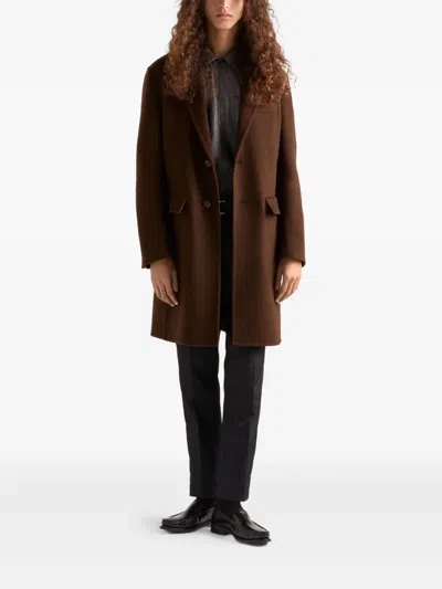Prada Doppelreihige Jacke Aus Kaschmir In Brown